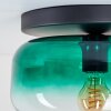Plafoniera rotonda vintage Boza con paralume a cupola in vetro verde chiaro ø 28 cm