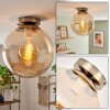 Plafoniera a sfera Gastor vintage, grande diffusore in vetro ambrato ø 25 cm