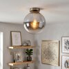 Plafoniera Gastor sfera in vetro fumé E27, lampada da soffitto vintage ottone