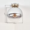 Plafoniera Gastor sfera in vetro fumé E27, lampada da soffitto vintage ottone