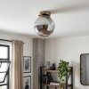 Lampada a sfera Gastor con vetro grigio fumo e struttura in metallo color ottone antico