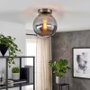 Lampada a sfera Gastor con vetro grigio fumo e struttura in metallo color ottone antico