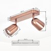 Lemak LED plafoniera a faretti rame, 2 luci GU10 con spot orientabili