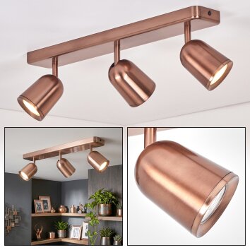 Lemak plafoniera LED a 3 faretti rame, faretto da soffitto orientabile GU10