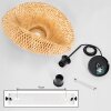Lampadario a sospensione Bauro moderno con paralume ovale intrecciato in écru, lunghezza 50 cm