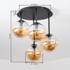 Plafoniera moderna Gastor con 4 sfere in vetro ambrato, ø 15 cm, E14