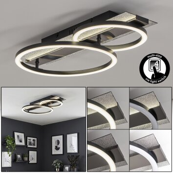 Plafoniera ad anelli Kordex con effetto brillante e funzione memoria, LED 4000 Kelvin