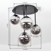 Plafoniera Chehalis moderna con 4 sfere in vetro grigio fumo, ø 12 cm