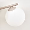 Plafoniera a sfera Gastor in stile Boho, 4 schermi rotondi in vetro bianco ø 15 cm