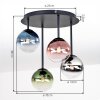 Lampada a sfera Chehalis moderna con 4 schermi blu, ramati e cromati