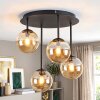 Plafoniera a sfere vintage Chehalis, configurazione a 4 luci in vetro ambrato, ø 12 cm