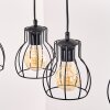 Lampada a sospensione Gondo, asta in legno, 4 luci, cavi avvolgibili sulla barra, 80 cm