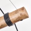 Lampada a sospensione Gondo, asta in legno, 4 luci, cavi avvolgibili sulla barra, 80 cm