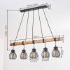 Oravi lampada a sospensione con barra in legno, 5 luci E27, lunghezza 100 cm