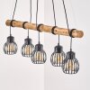 Oravi lampada a sospensione con barra in legno, 5 luci E27, lunghezza 100 cm