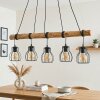 Gondo lampada a sospensione con asta in legno 5 luci E27, lunghezza 100 cm
