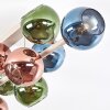 Plafoniera a sfera Koyoto, cluster con 10 schermi in vetro blu, verdi e ramati