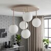 Plafoniera Chehalis con 5 sfere in vetro bianco, ø 12 cm, dimmerabile con dimmer esterno