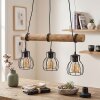 Gondo lampada a sospensione con barra in legno, 3 luci E27, lunghezza 60 cm