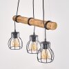 Gondo lampada a sospensione con barra in legno, 3 luci E27, lunghezza 60 cm