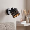 Applique moderna Alsen con paralume traforato nero e oro, orientabile, interruttore, E14