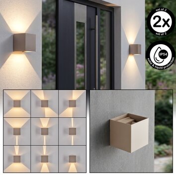 Tamarin applique da esterno LED cubica set da 2, illuminazione up down 3000 Kelvin