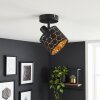 Faretto da soffitto moderno Alsen con schermo nero a fessure dorate e testa inclinabile