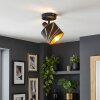 Faretto da soffitto Alsen con paralume rigato nero e oro per corridoio e ingresso