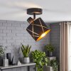 Faretto da soffitto Opatija moderno, schermo conico nero con motivo dorato, orientabile