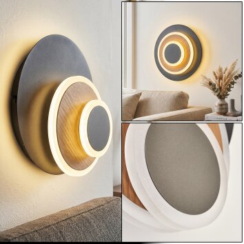 Applique LED Lemik, regolabile, 3000 Kelvin, design rotondo ad anelli