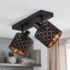 Faretto da soffitto Alsen con doppio paralume geometrico nero e dorato, orientabile