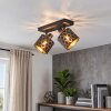 Faretto da soffitto Alsen con doppio paralume geometrico nero e dorato, orientabile