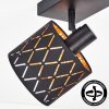 Faretto da soffitto Alsen con doppio paralume geometrico nero e dorato, orientabile