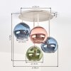Plafoniera a sfere Koyoto moderna con 4 paralumi in vetro blu, verde e ramato, ø 15 cm