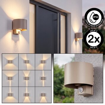 Tamarin LED applique da esterno con sensore di movimento per facciata, set da 2