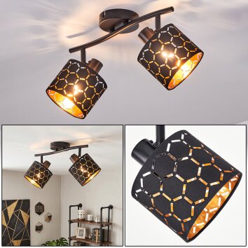 Alsen plafoniera a 2 luci E14 con faretti da soffitto orientabili traforati