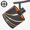 Faretto da soffitto Alsen vintage con due paralumi conici in tessuto nero e oro, orientabili