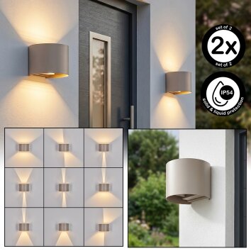 Applique LED Tamarin moderna cilindrica, set da 2, Up & Down, 3000 Kelvin bianco caldo, IP54
