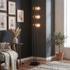 Lampada da terra Voril con tre sfere e dettagli in legno, E27, altezza 141,5 cm