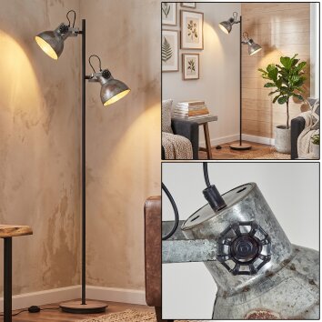 Hora lampada da terra industriale vintage 2 luci, 162 cm, faretti orientabili