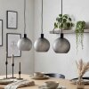 Lampadario a sospensione Nolen con 3 sfere in vetro grigio fumo, regolabile al montaggio