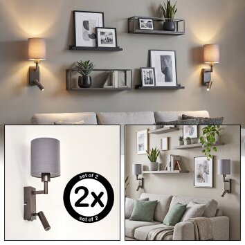 Turil applique LED da lettura set 2, lampada da parete con faretto orientabile