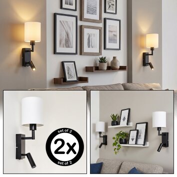 Turil applique da parete LED set da 2 per divano, luce da lettura orientabile