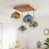 Plafoniera Boho Koyoto con 4 sfere in vetro blu, oro, verde e chiaro