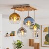Plafoniera Boho Koyoto con 4 sfere in vetro blu, oro, verde e chiaro
