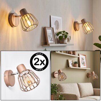 Keldor applique da parete orientabile E27 set da 2 con paralume a gabbia