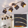 Faretto da soffitto Alsen moderno, barra curva, punti luce orientabili con dettagli dorati