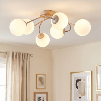 Chehalis plafoniera a sfere per soggiorno, G9 6 luci, ø 58 cm, moderno rétro