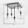 Lampada a sfere Gastor Boho con pannello lamellare in legno, 5 paralumi in vetro chiaro, E14