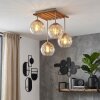 Koyoto plafoniera a 4 luci per soffitto con paralumi a sfera e struttura a listelli